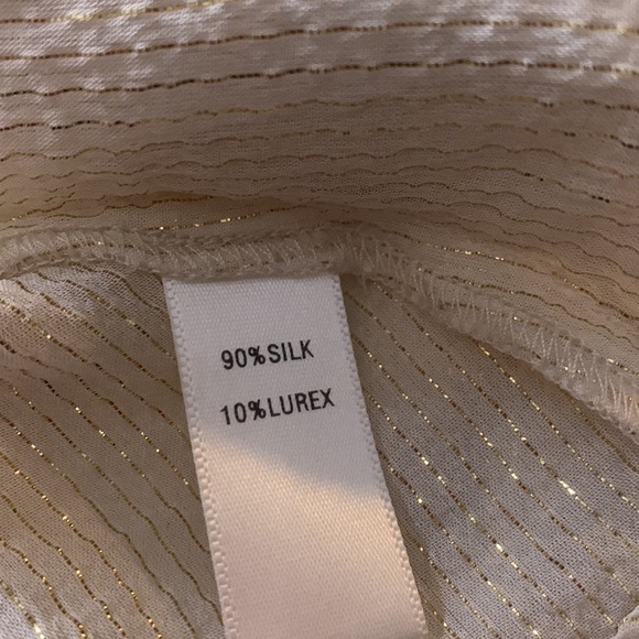 Cache sleeveless silk metallic Bibbed button front blouse medium - Picture 8 of 8